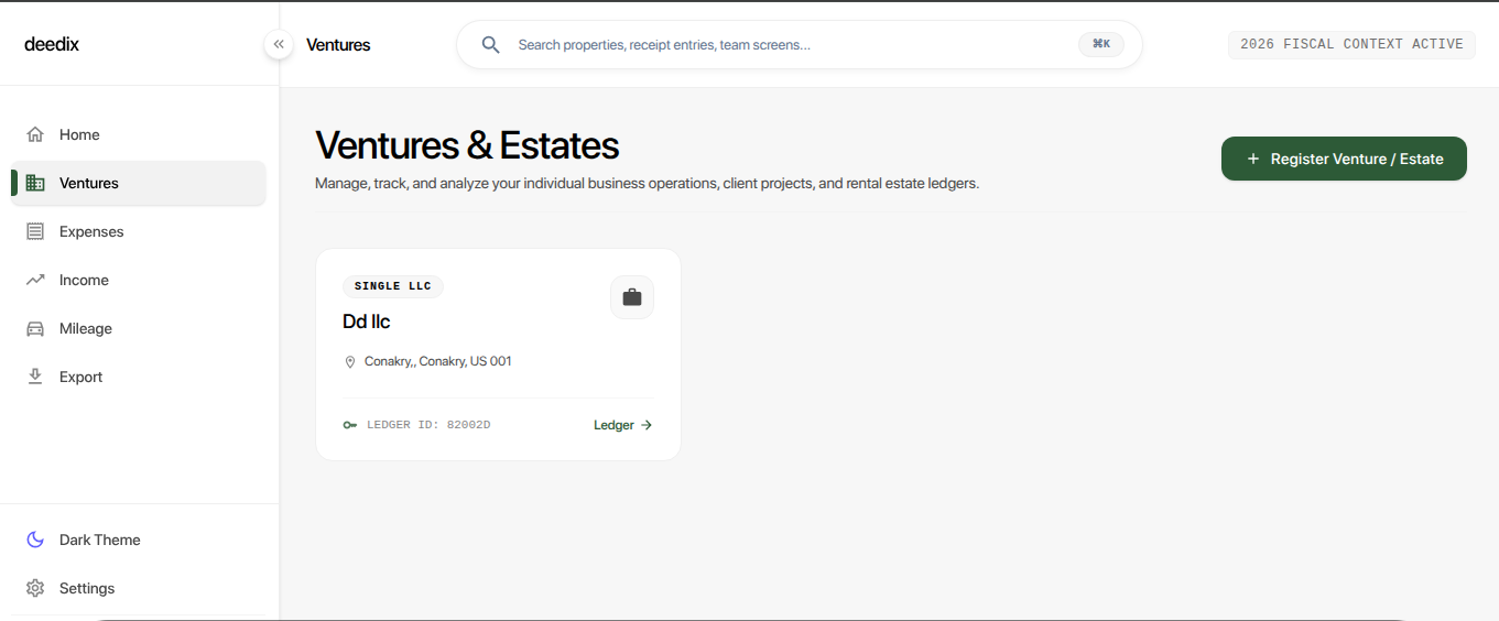 Property ledgers in Deedix